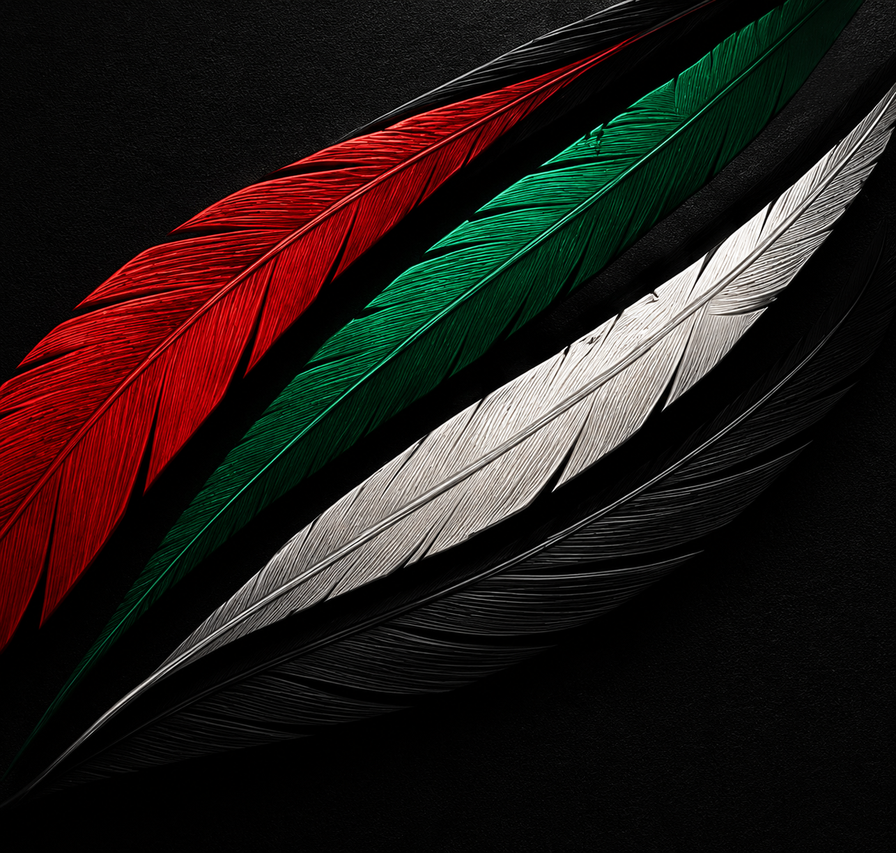 TILWAH feather motif inspired by UAE colors